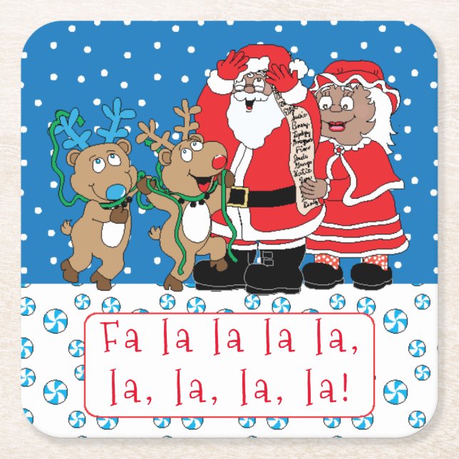 Jultomten Fru Claus från Färg Underlägg Papper Kvadrat (Framsidan)