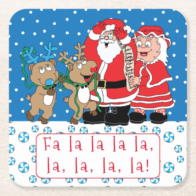 Jultomten Fru Claus Underlägg Papper Kvadrat (Framsidan)