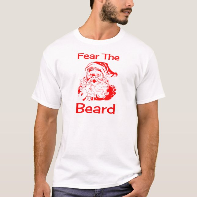 Jultomten fruktar det roliga skägget t-shirt (Framsida)