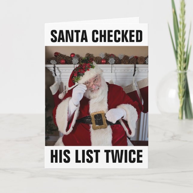 JULTOMTEN FUNNY CHRISTMAS CARDS, NAUGHTY LIST KORT (Framsida)