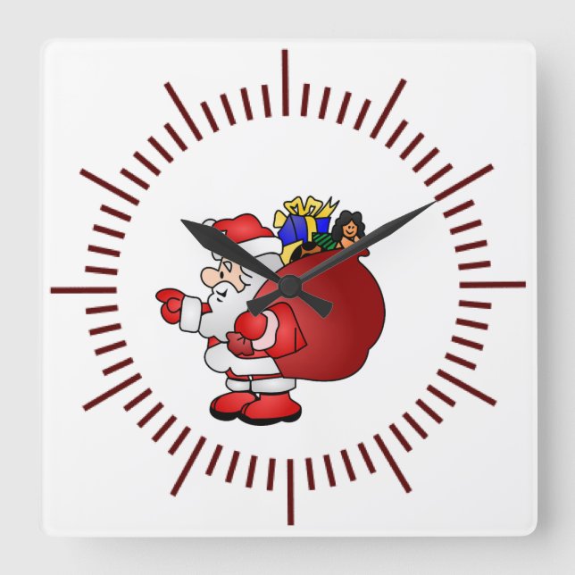 Jultomten Fyrkantig Klocka (Framsida)
