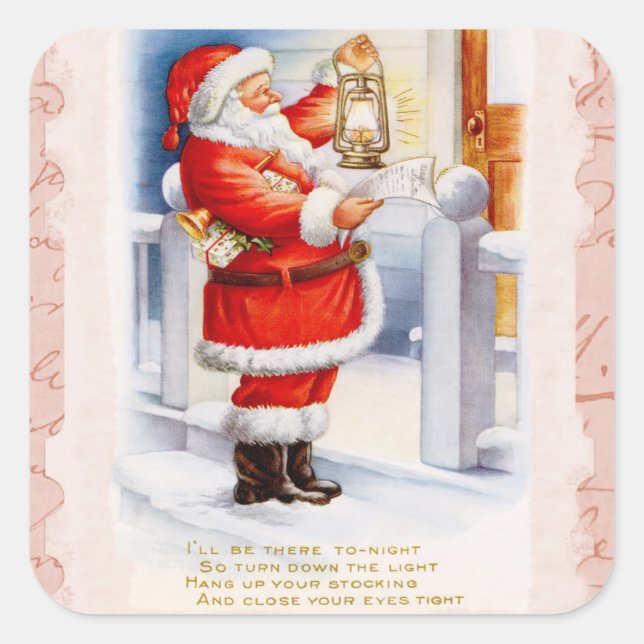 Jultomten Fyrkantigt Klistermärke (Framsida)