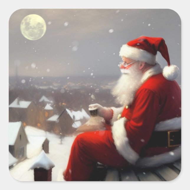 Jultomten Fyrkantigt Klistermärke (Framsida)