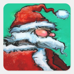 Jultomten Fyrkantigt Klistermärke