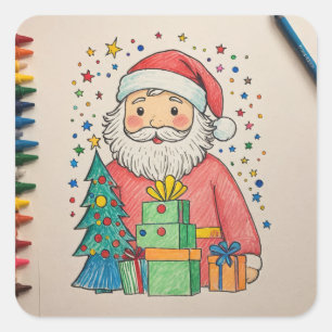 Jultomten Fyrkantigt Klistermärke