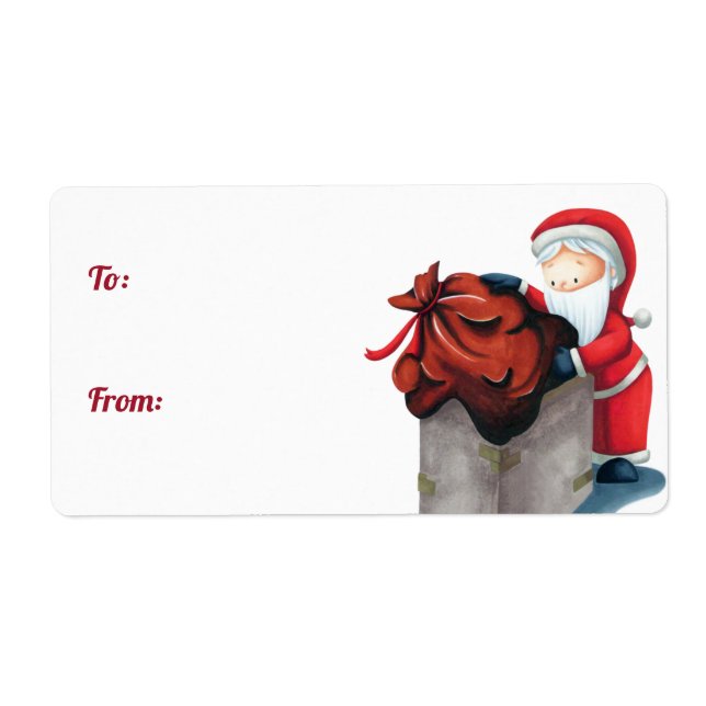 Jultomten går in i det Skorsten julklappet Fraktsedel (Framsidan)