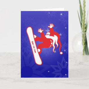 Jultomten går snowboardingen! helgkort