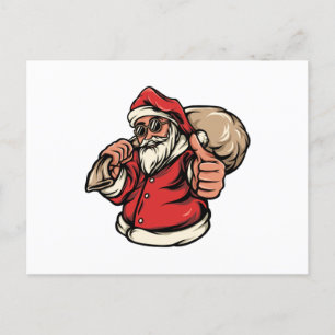 Jultomten ger julklappar vykort