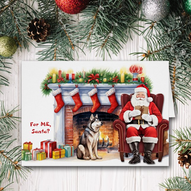 jultomten Gift Siberian husky Hund jul Hälsningskort (Skapare uppladdad)