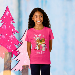 Jultomten Gingerbröd Alphabet H Rosa Girl T Shirt