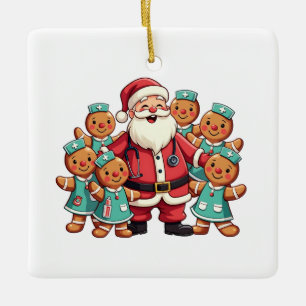 Jultomten Gingerbröd Kvadrat Julgransprydnad Keramik