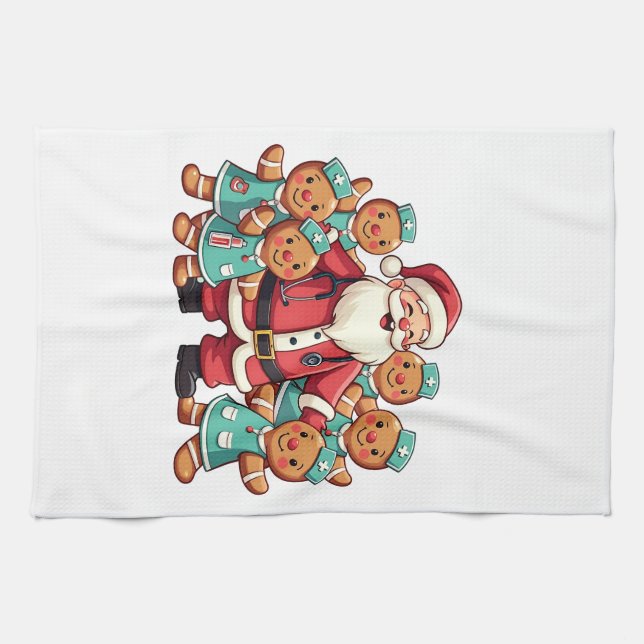 Jultomten Gingerbröd Kvadrat Kökshandduk (Horisontell)