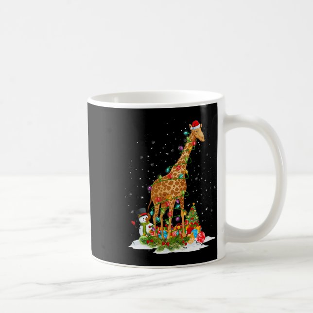 Jultomten Giraffe Julafton Träd Ljus Merry Christm Kaffemugg (Höger)