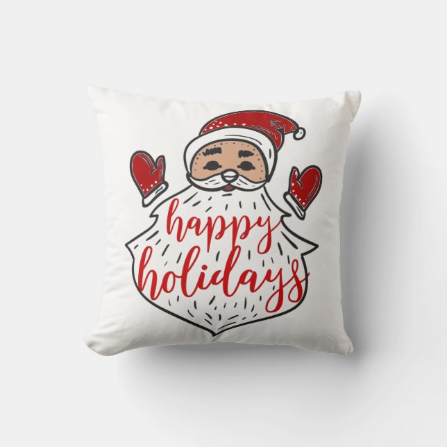 Jultomten Glad helg Red White Rand Julafton Kudde (Framsida)