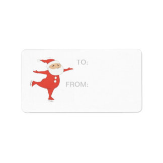 Jultomten glass skating GIFT-MÄRKRE Adressetikett
