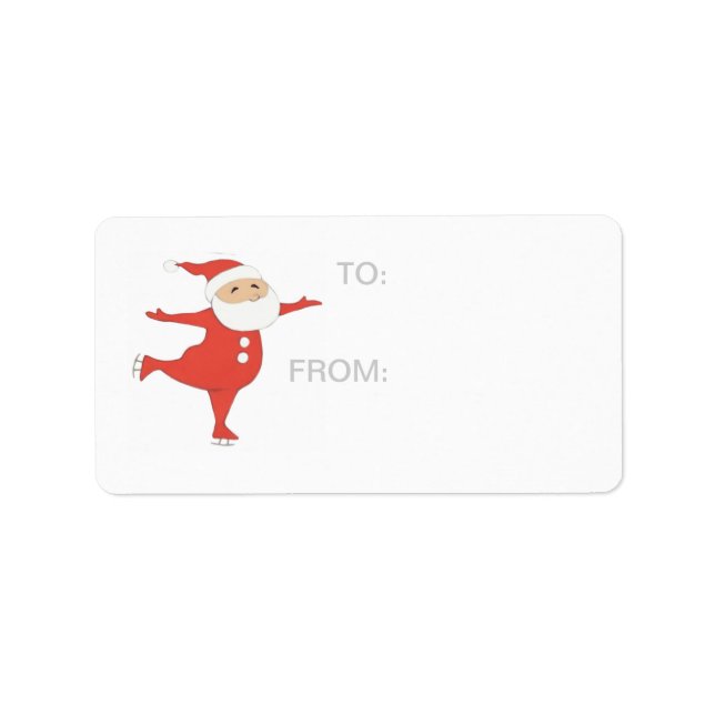 Jultomten glass skating GIFT-MÄRKRE Adressetikett (Framsidan)