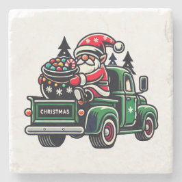 Jultomten Gnome på Pickupa Lastbil Stenunderlägg