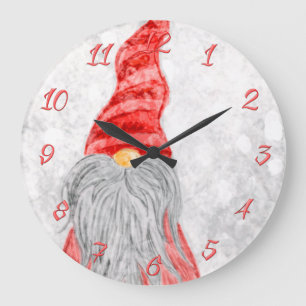 jultomten Gnome på Snowy Fält Stor Klocka