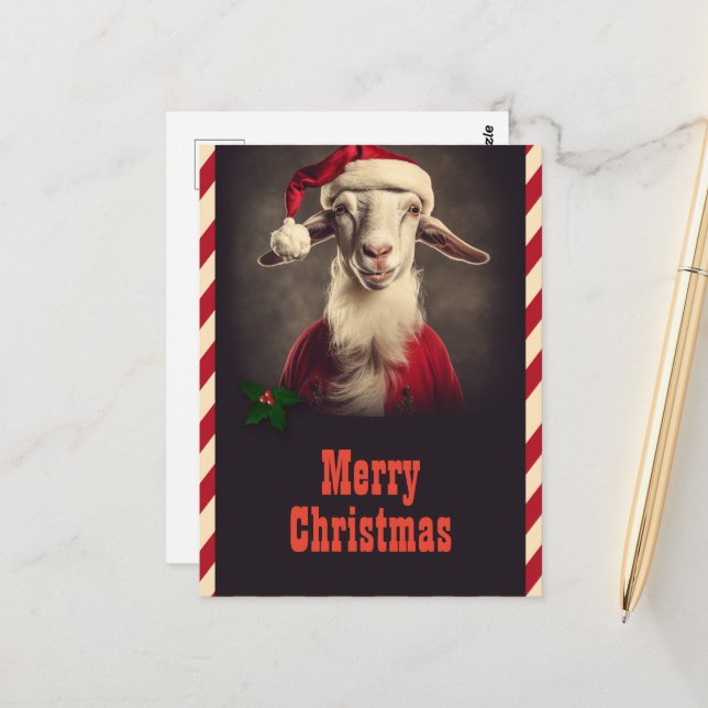 Jultomten Goat jul Vykort (Fram/Back In Situ)