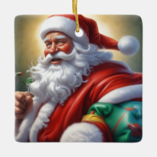 Jultomten God jul Gott nytt år Julgransprydnad Keramik