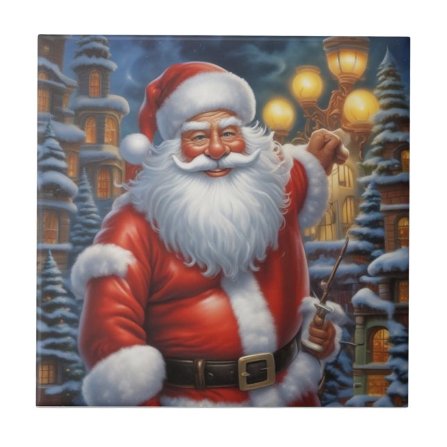 Jultomten God jul Gott nytt år Kakelplatta (Framsidan)