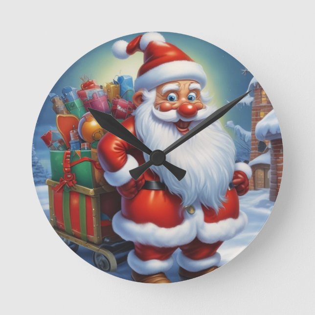 Jultomten God jul Gott nytt år Rund Klocka (Framsida)