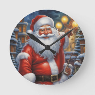 Jultomten God jul Gott nytt år Rund Klocka