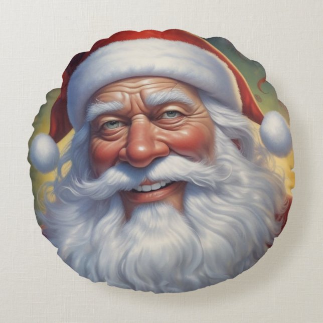 Jultomten God jul Gott nytt år Rund Kudde (Framsidan)