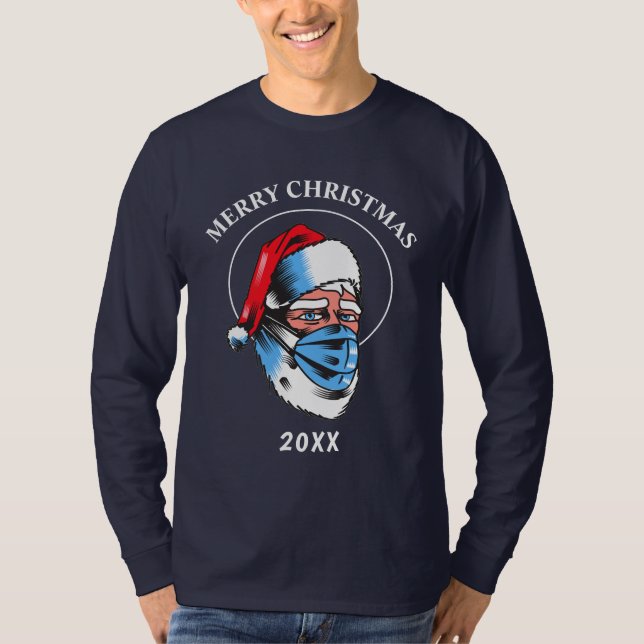 Jultomten God jul Mask Roligt Humerous T Shirt (Framsida)
