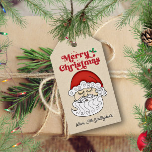 Jultomten God jul Retro Presentetikett