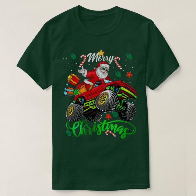 Jultomten God jul Riding Monster Lastbil F T Shirt (Design framsida)