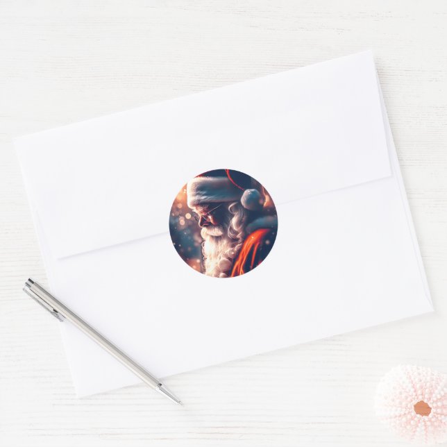 Jultomten God jul Runt Klistermärke (Kuvert)