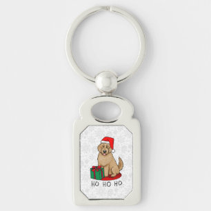Jultomten Goldendoodle (guldröd) Hund Rektangulärt Silverfärgad Nyckelring