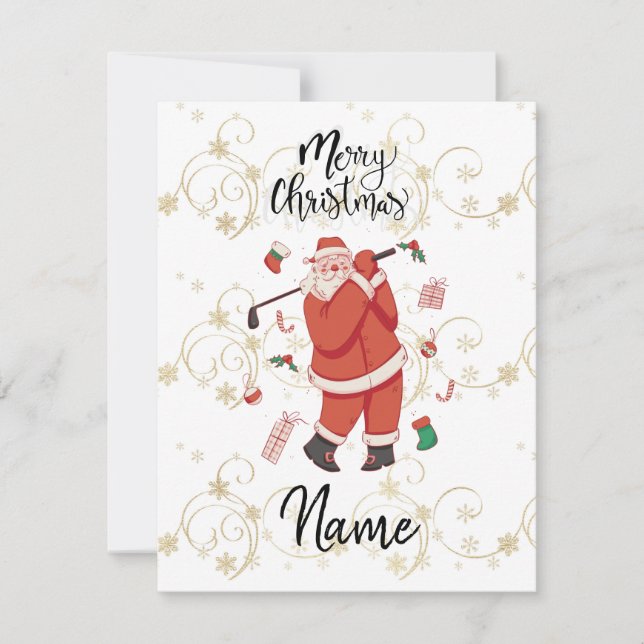 Jultomten golfbanor med julgåva till Golfer Kort (Framsida)