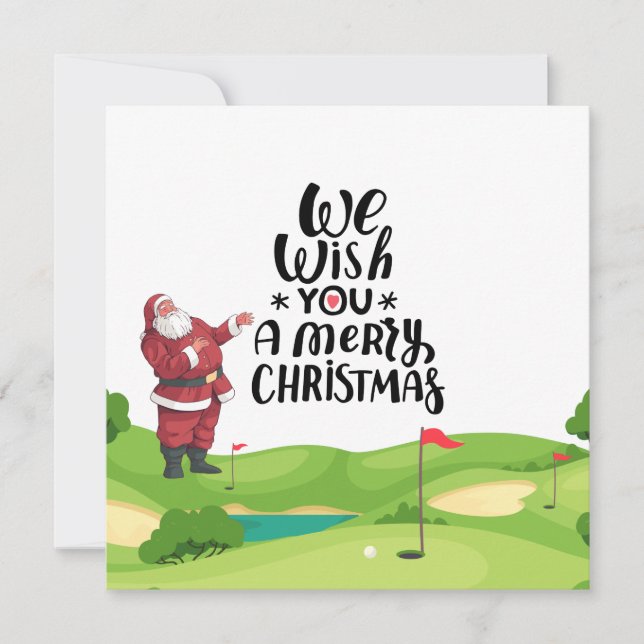 Jultomten Golfer God jul vid golfbanan Kort (Framsida)