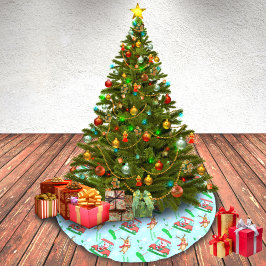 Jultomten Golfing med Rener Mönster Julgransmatta Borstad Polyester