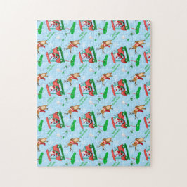 Jultomten Golfing med Rener Mönster Pussel