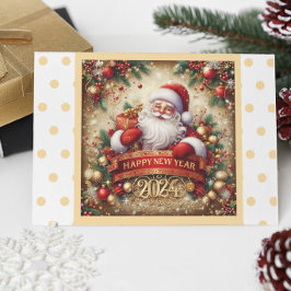 Jultomten Gott nytt år guld personlig Kort