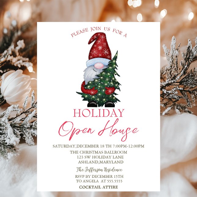 Jultomten Gräs Träd Helgdag Open House Inbjudningar (Skapare uppladdad)