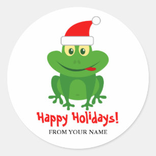 Jultomten groda tecknad Helgdag jul Runt Klistermärke