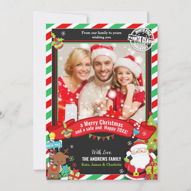 jultomten Grönt Red Photo jul Greetings Julkort (Framsida)