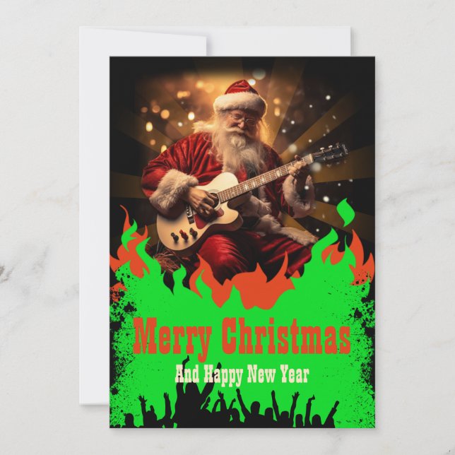 Jultomten Guitar Julkort (Framsida)
