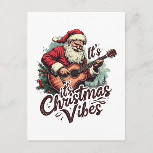Jultomten Guitar Player - Rockin runt Helg Vykort