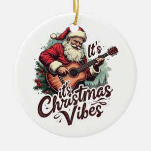 Jultomten Guitar Player - Rockin runt Julgransprydnad Keramik
