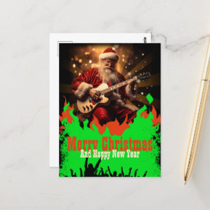 Jultomten Guitar Vykort