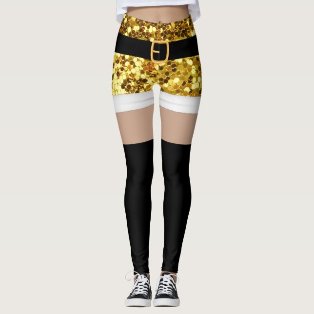 Jultomten Guld-glitter-lagarna Leggings (Framsida)