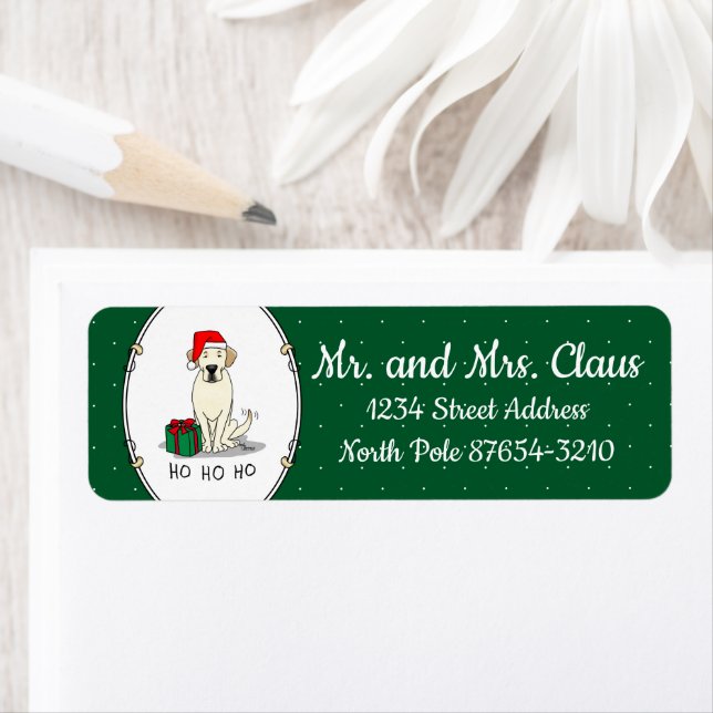 Jultomten Gult Labrador Retriever Cute Returadress Etikett (Insitu)