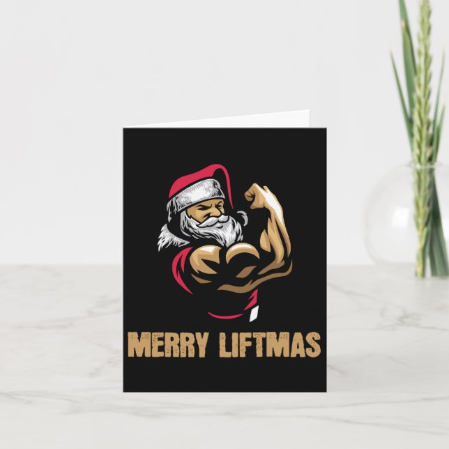 Jultomten Gym Bodybuilding Fitness Merry Liftmas Kort (Framsida)