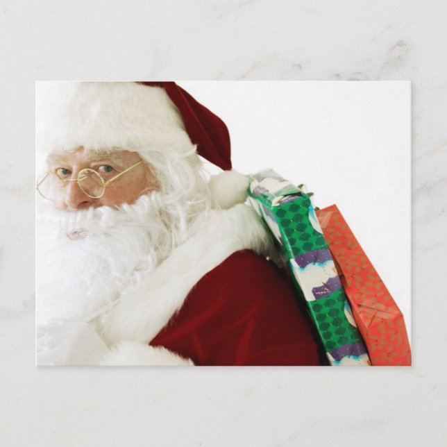 Jultomten hälsningskort, vykort, stämplar helg vykort (Framsida)