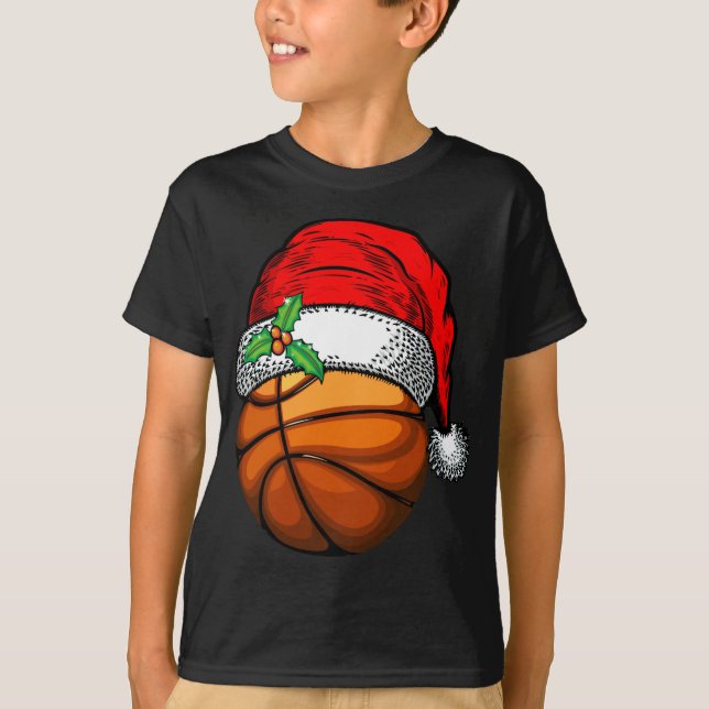 Jultomten Hat Basketball Sport Funny Gift T Shirt (Framsida)